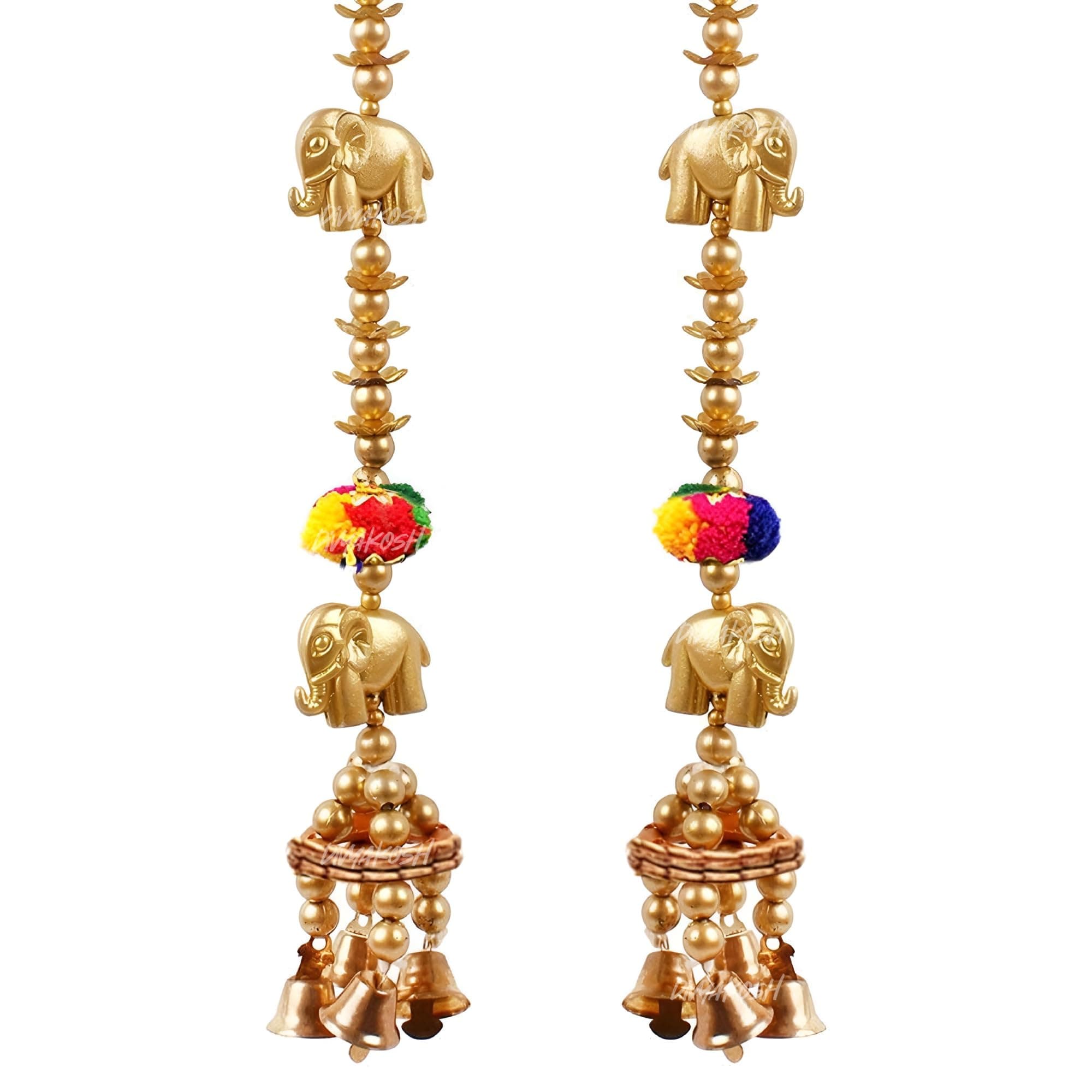 Handmade Gold Elephant Door Hangings — 1 Pair