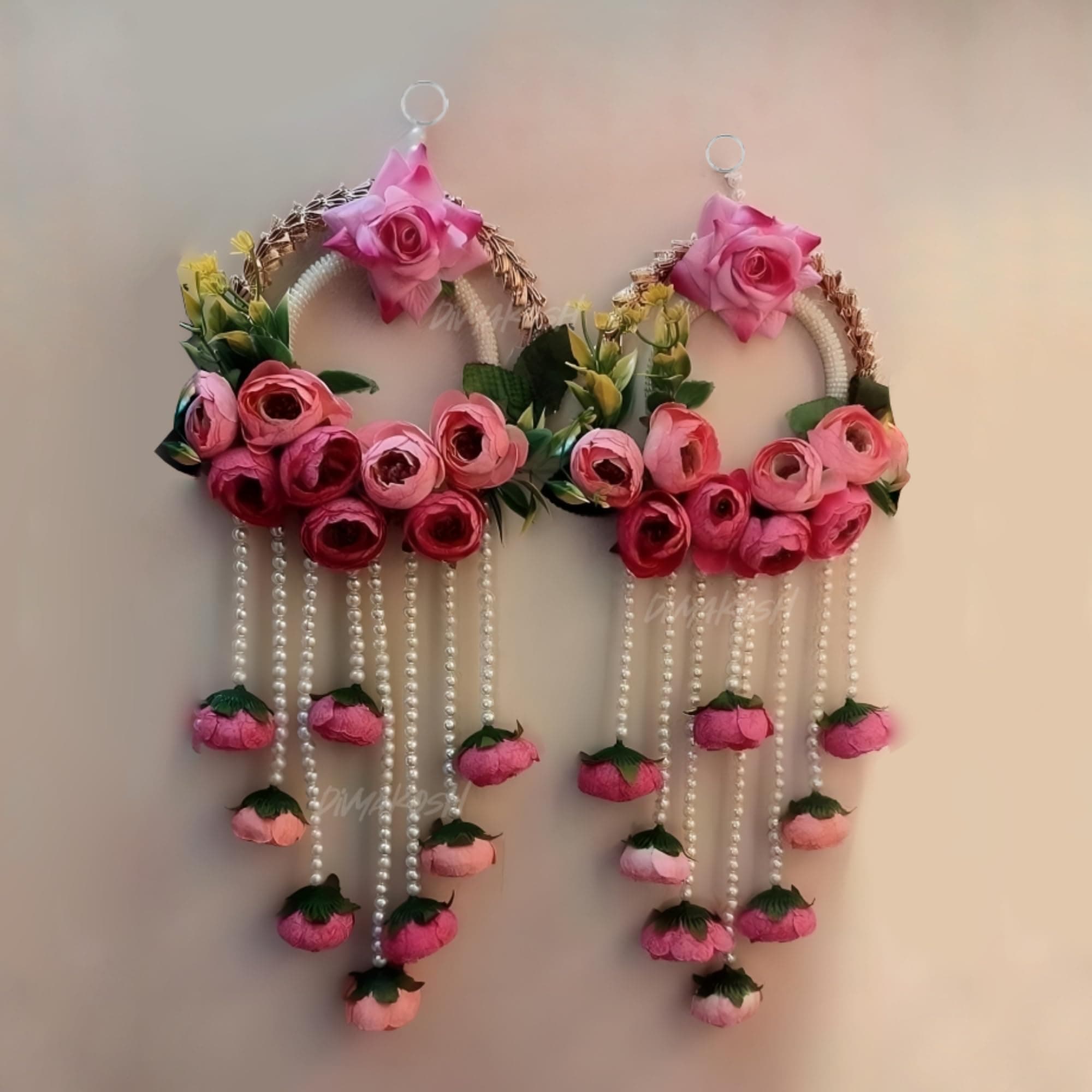 Multicolor Flower Diwali Latkan Wall Hanging — Set of 2 (22 Inch)