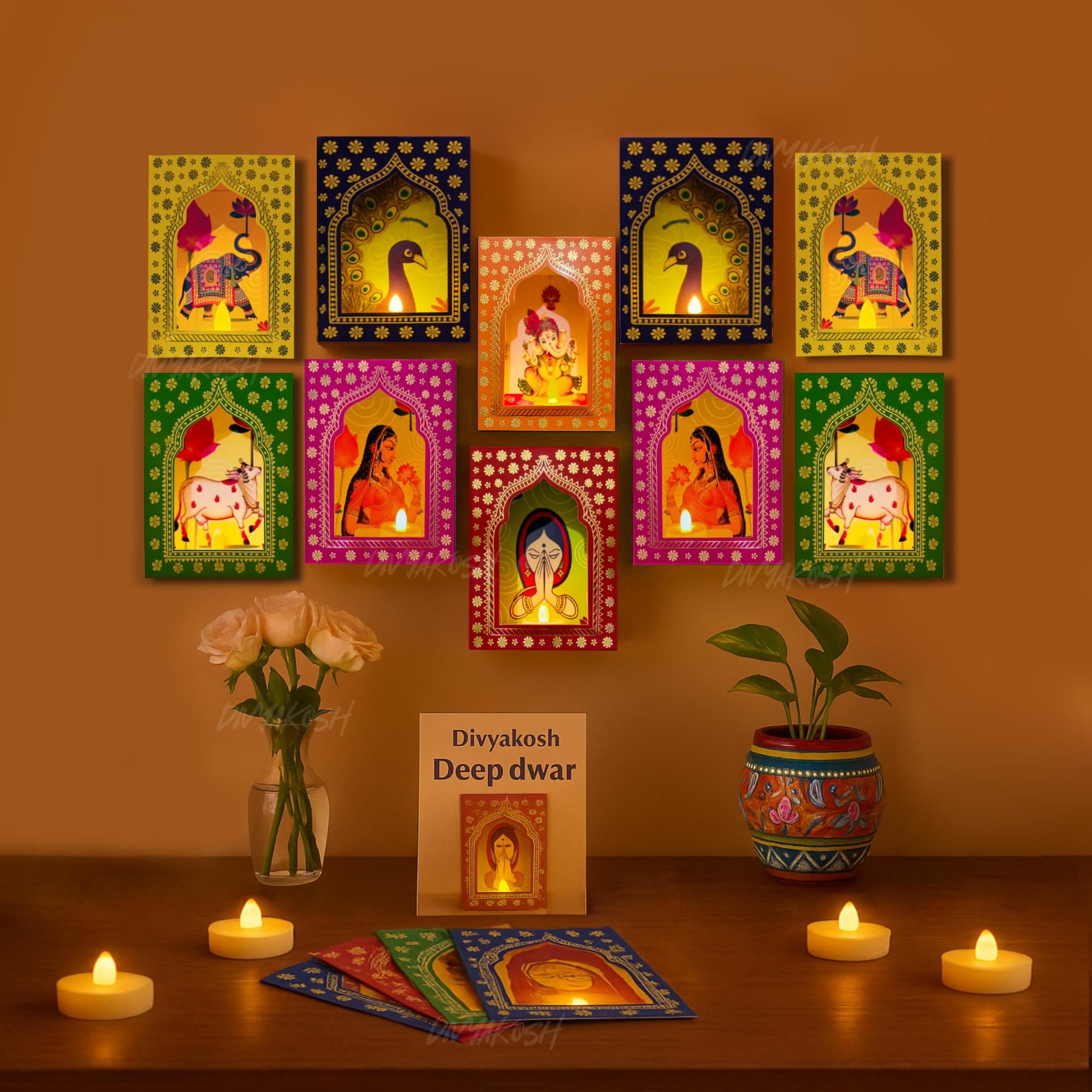 Deep Dwar LED Diya Set (Pack of 12)